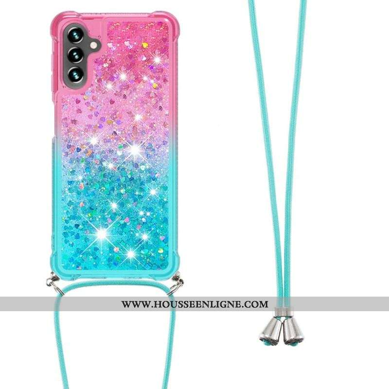 Coque Samsung Galaxy A13 5G / A04s Silicone Paillettes et Cordon