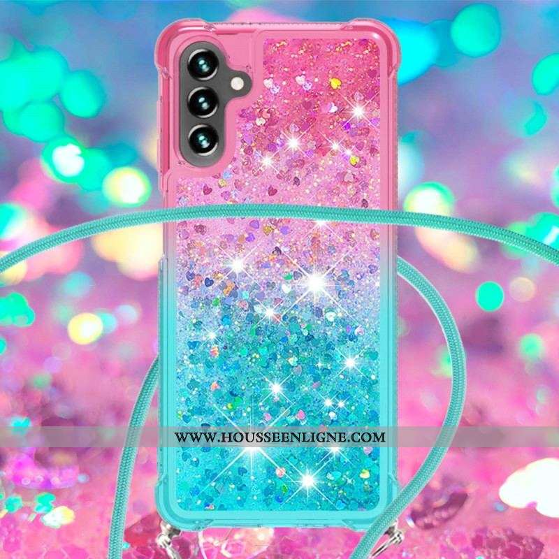 Coque Samsung Galaxy A13 5G / A04s Silicone Paillettes et Cordon