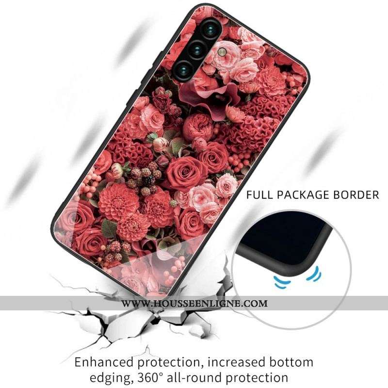 Coque Samsung Galaxy A13 5G / A04s Verre trempé Fleurs Roses