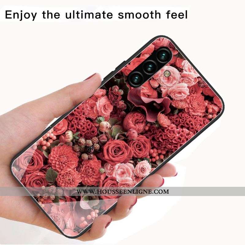 Coque Samsung Galaxy A13 5G / A04s Verre trempé Fleurs Roses