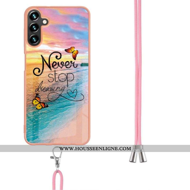 Coque Samsung Galaxy A13 5G / A04s à Cordon Never Stop Dreaming