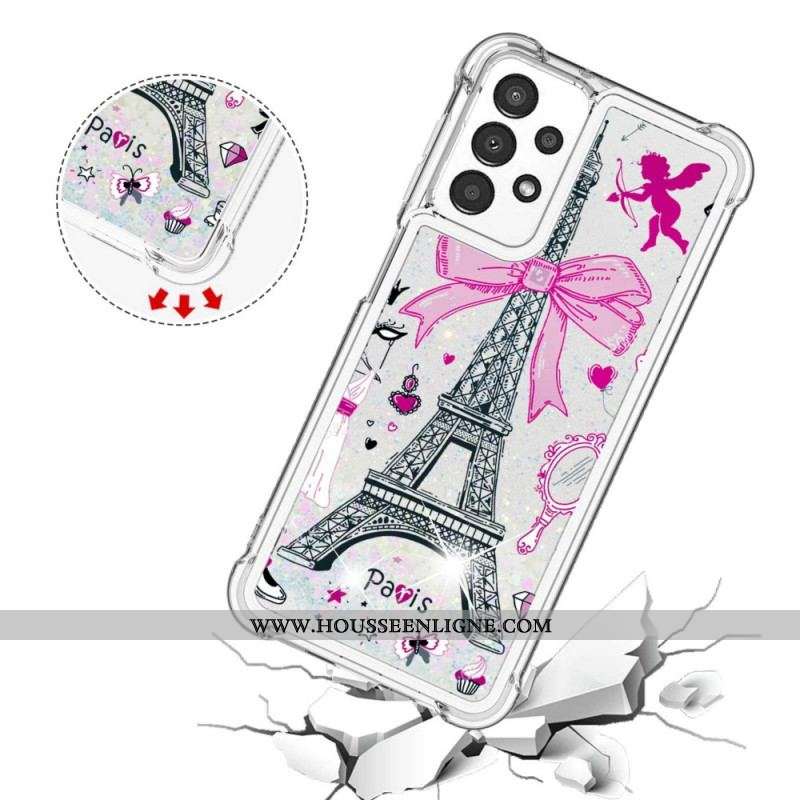 Coque Samsung Galaxy A13 La Tour Eiffel Paillettes