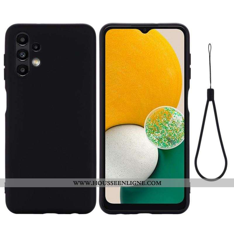 Coque Samsung Galaxy A13 Silicone Liquide avec Lanière