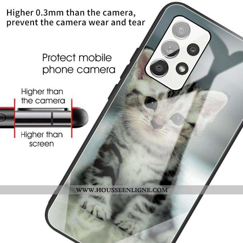 Coque Samsung Galaxy A13 Verre Trempé Chaton