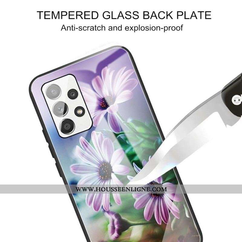 Coque Samsung Galaxy A13 Verre Trempé Fleurs