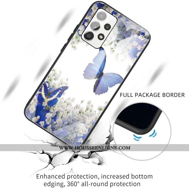 Coque Samsung Galaxy A13 Verre Trempé Papillons Design