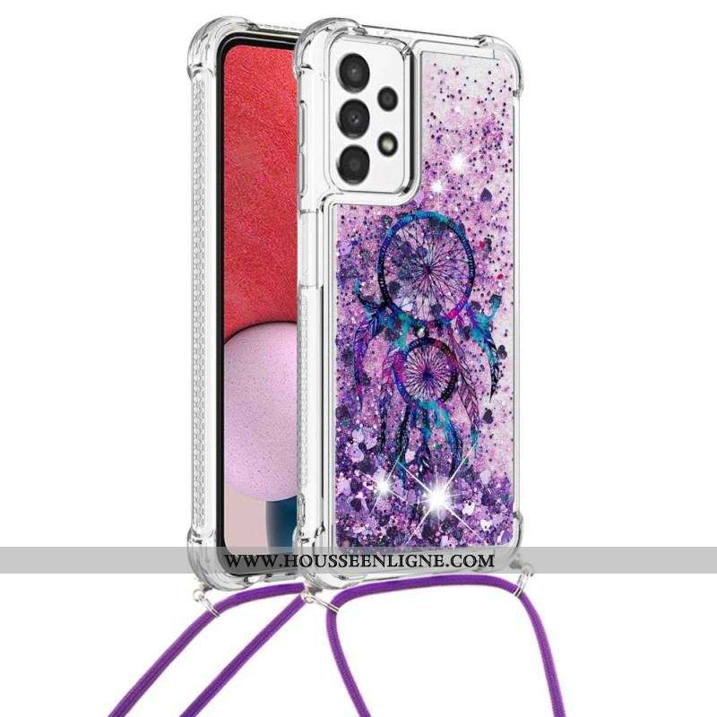 Coque Samsung Galaxy A13 à Cordon Paillettes Attrape Rêves