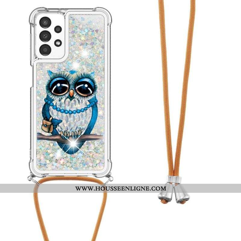 Coque Samsung Galaxy A13 à Cordon Paillettes Miss Hibou