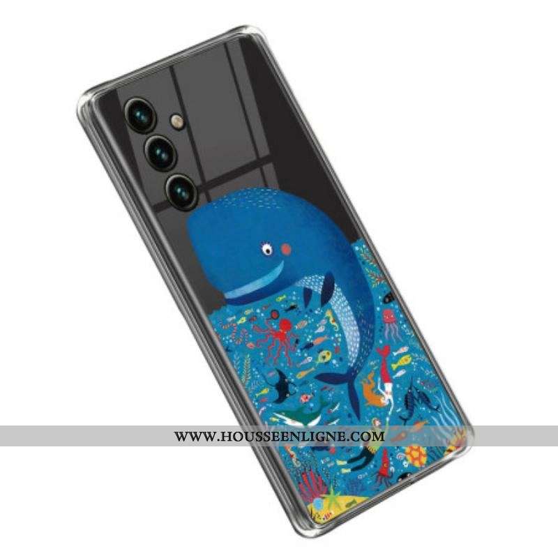 Coque Samsung Galaxy A14 5G / A14 Transparente Baleine Colorée