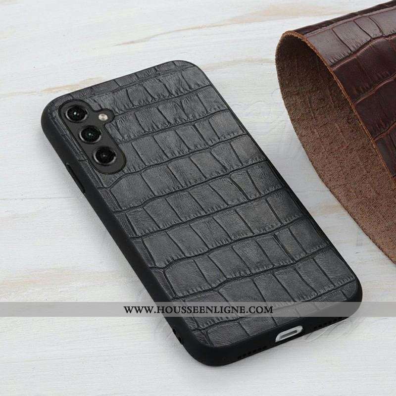 Coque Samsung Galaxy A14 5G / A14 Véritable Cuir Style Crocodile