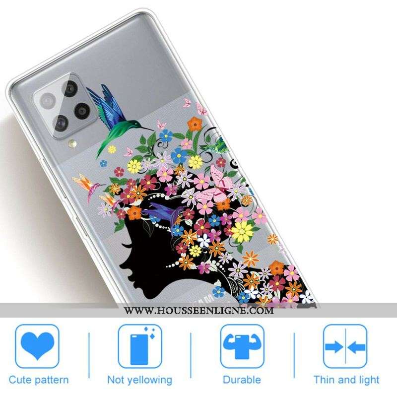 Coque Samsung Galaxy A42 5G  Jolie Tête Fleurie