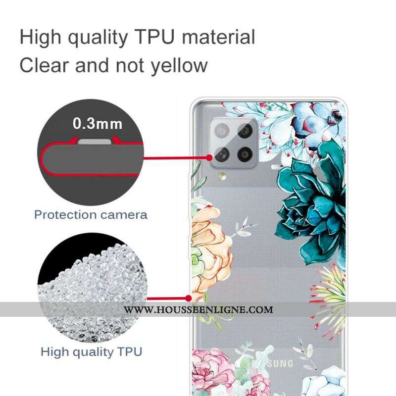 Coque Samsung Galaxy A42 5G Transparente Fleurs Aquarelle