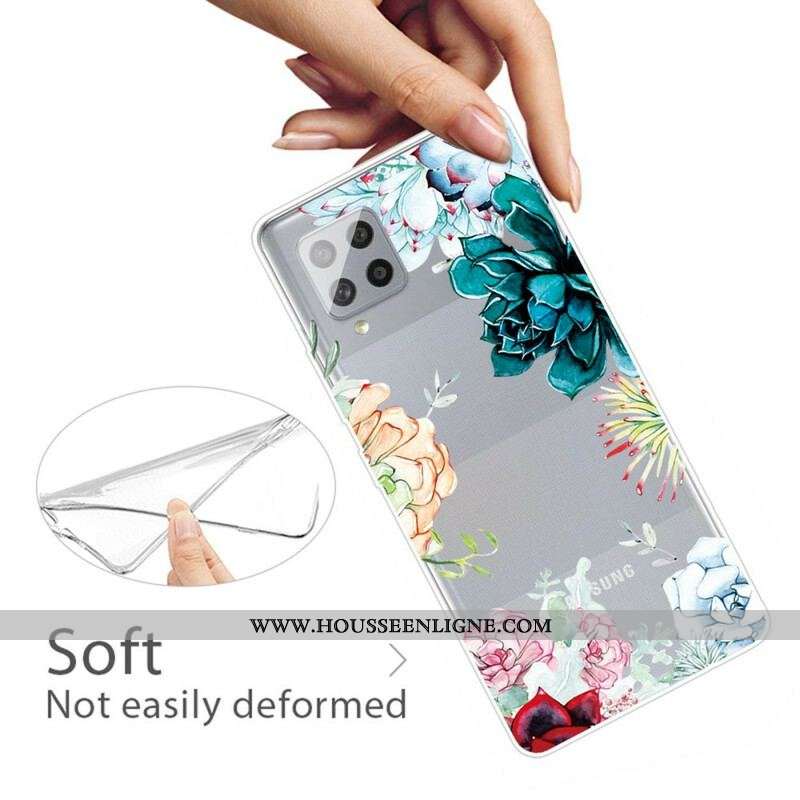 Coque Samsung Galaxy A42 5G Transparente Fleurs Aquarelle