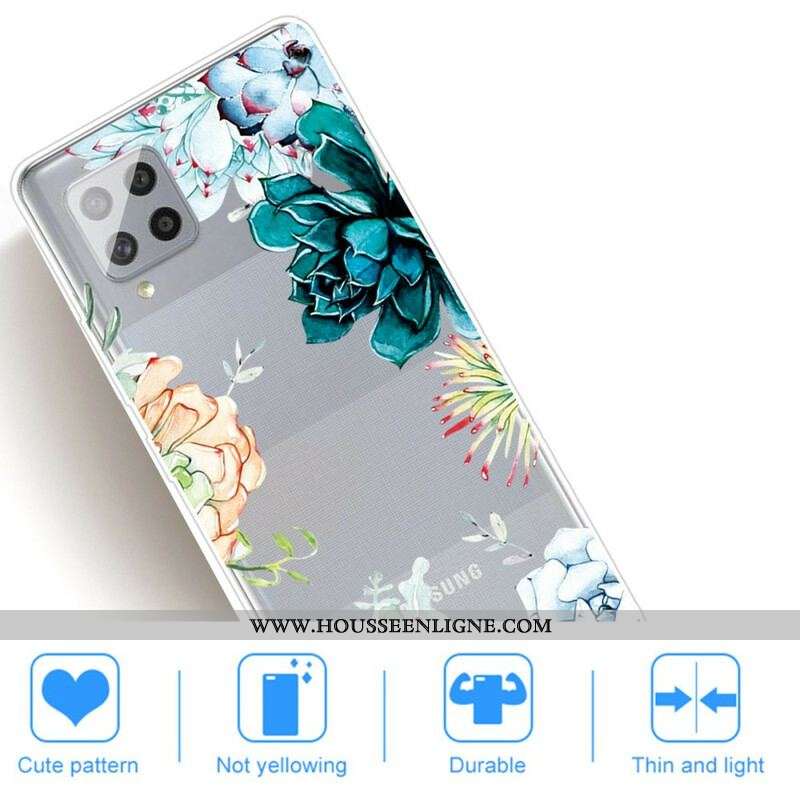 Coque Samsung Galaxy A42 5G Transparente Fleurs Aquarelle