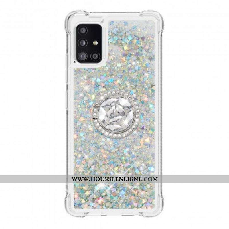 Coque Samsung Galaxy A51 5G Paillettes avec Anneau-Support