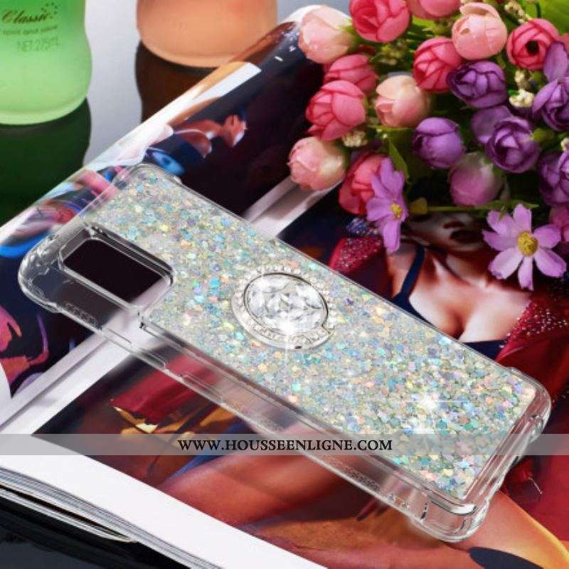 Coque Samsung Galaxy A51 5G Paillettes avec Anneau-Support