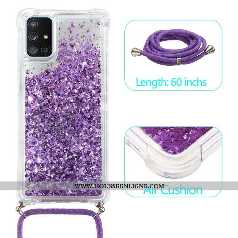 Coque Samsung Galaxy A51 5G Paillettes avec Cordon