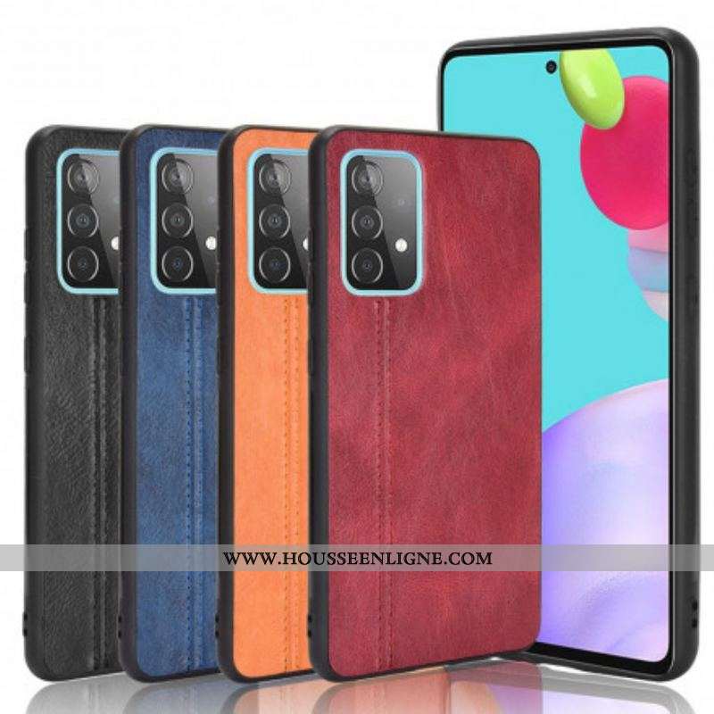 Coque Samsung Galaxy A52 4G / A52 5G / A52s 5G Effet Cuir Couture