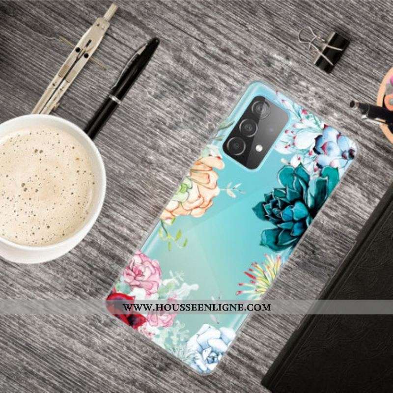 Coque Samsung Galaxy A52 4G / A52 5G / A52s 5G Fleurs Aquarelle