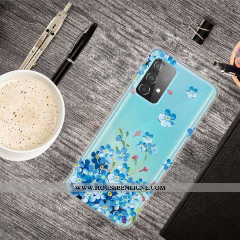 Coque Samsung Galaxy A52 4G / A52 5G / A52s 5G Fleurs Bleues