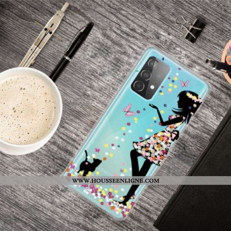 Coque Samsung Galaxy A52 4G / A52 5G / A52s 5G Jolie Tête Fleurie