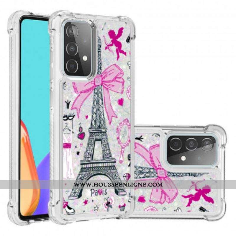 Coque Samsung Galaxy A52 4G / A52 5G / A52s 5G La Tour Eiffel Paillettes