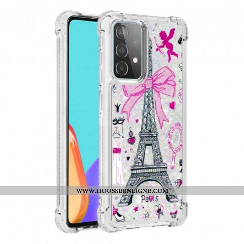 Coque Samsung Galaxy A52 4G / A52 5G / A52s 5G La Tour Eiffel Paillettes