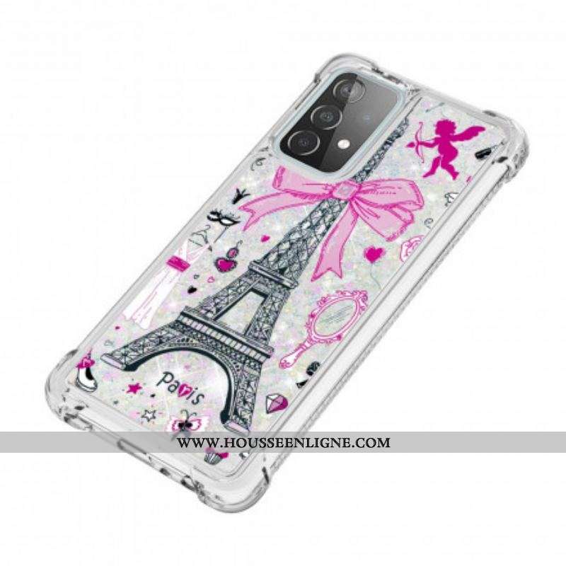 Coque Samsung Galaxy A52 4G / A52 5G / A52s 5G La Tour Eiffel Paillettes