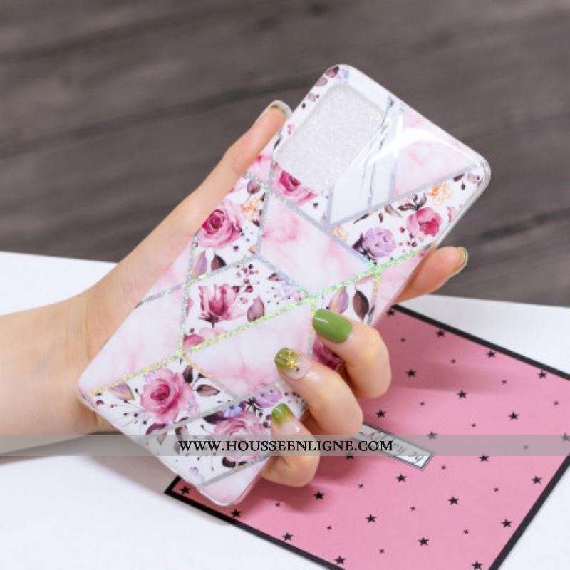 Coque Samsung Galaxy A52 4G / A52 5G / A52s 5G Marbrée Fleurs