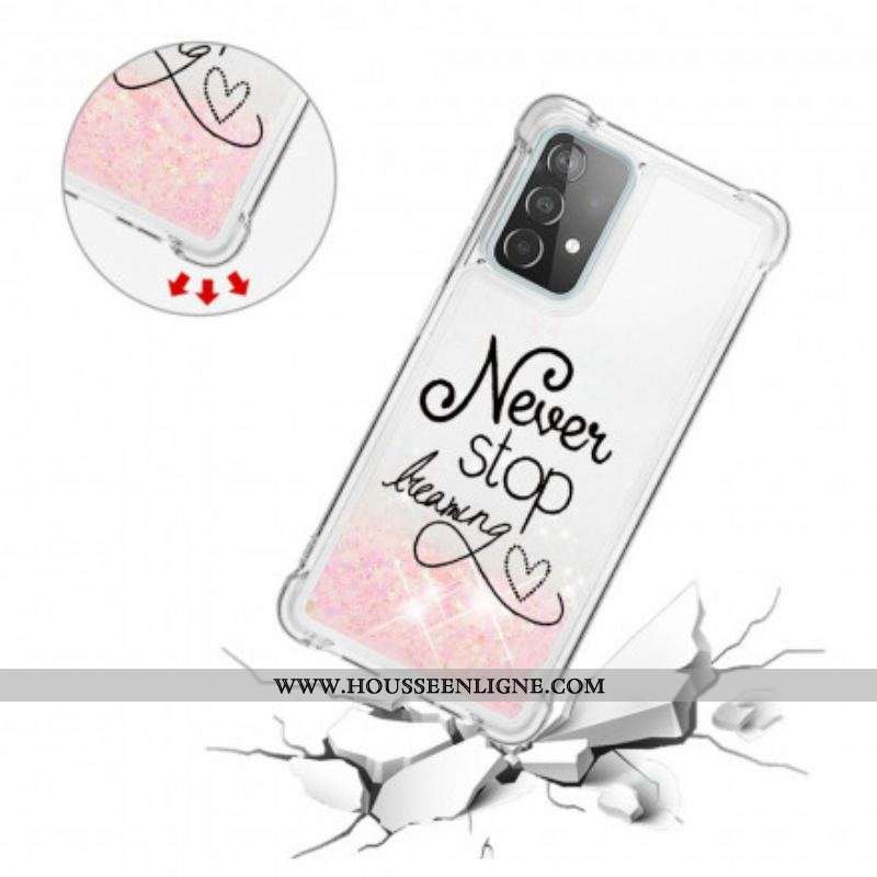 Coque Samsung Galaxy A52 4G / A52 5G / A52s 5G Never Stop Dreaming Paillettes