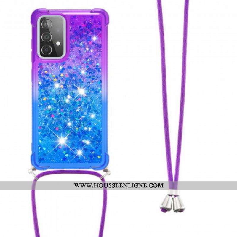 Coque Samsung Galaxy A52 4G / A52 5G / A52s 5G Silicone Paillettes et Cordon