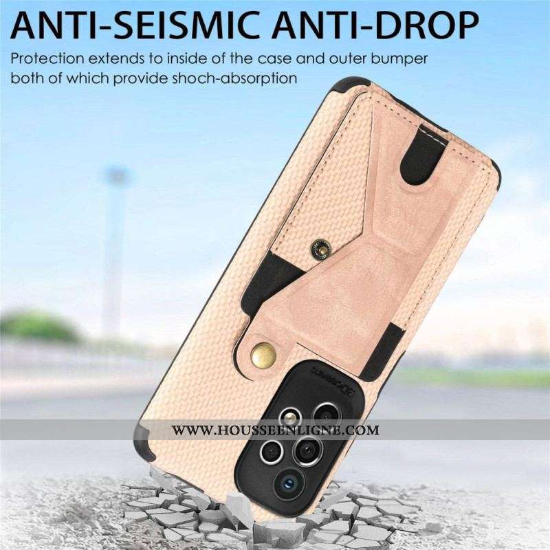 Coque Samsung Galaxy A53 5G Fibre Carbone Porte-Cartes Support