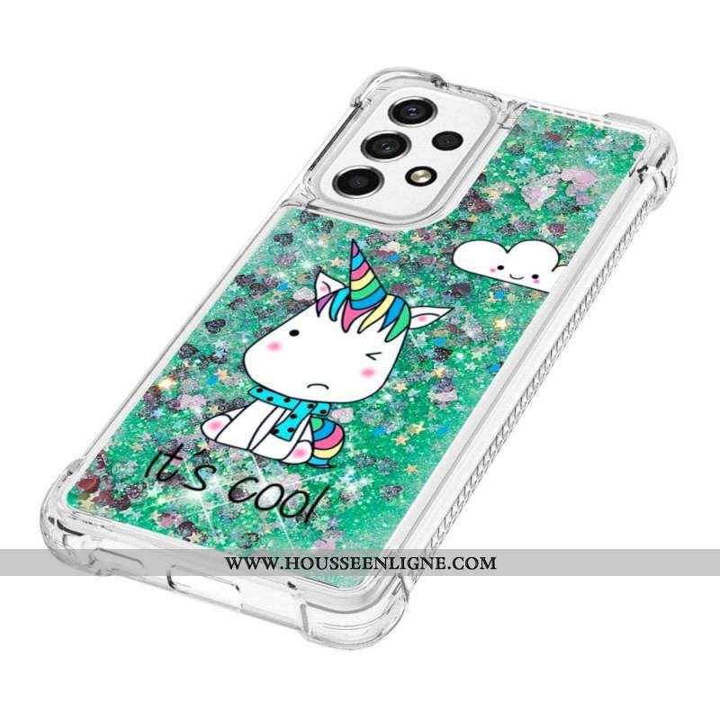 Coque Samsung Galaxy A53 5G Licorne Paillettes