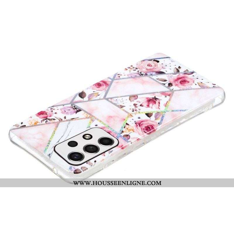 Coque Samsung Galaxy A53 5G Marbrée Fleurs