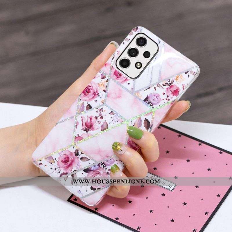 Coque Samsung Galaxy A53 5G Marbrée Fleurs