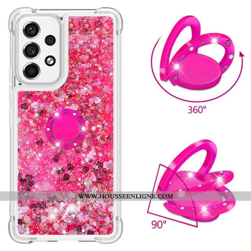 Coque Samsung Galaxy A53 5G Paillettes avec Anneau-Support