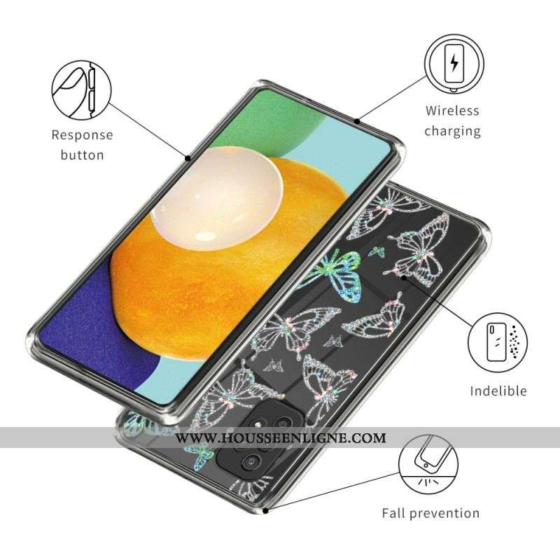 Coque Samsung Galaxy A53 5G Transparente Papillons Colorés