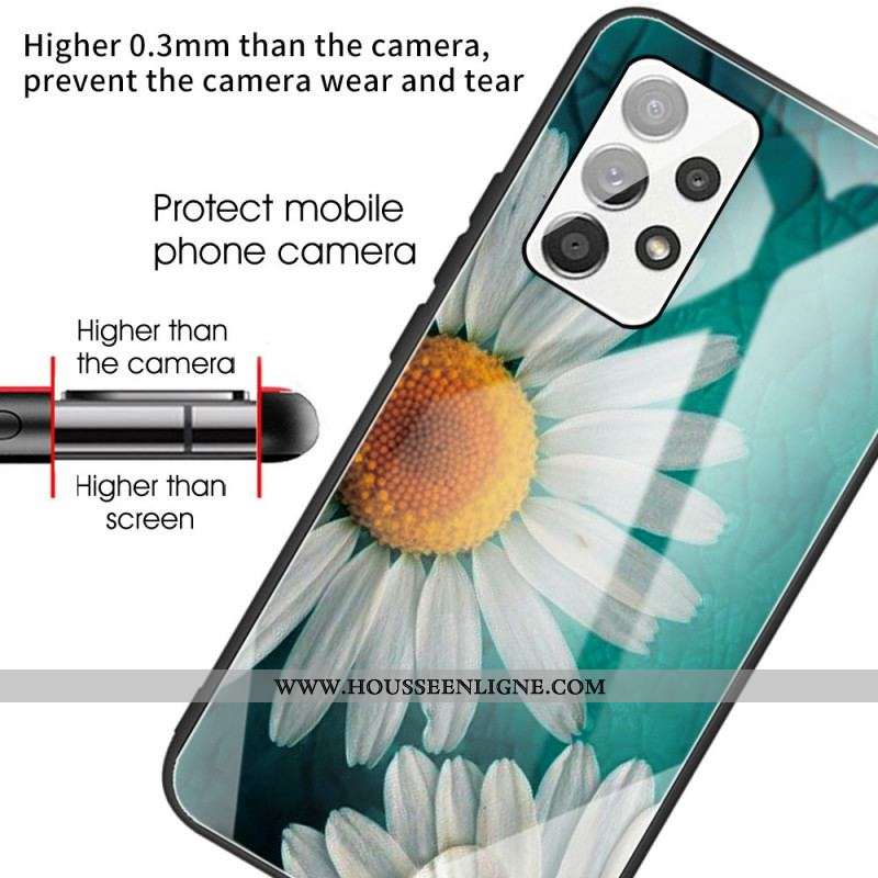 Coque Samsung Galaxy A53 5G Verre Trempé Marguerite