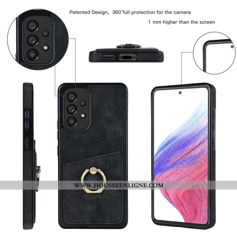 Coque Samsung Galaxy A53 5G Vintage Anneau-Support et Porte-Cartes