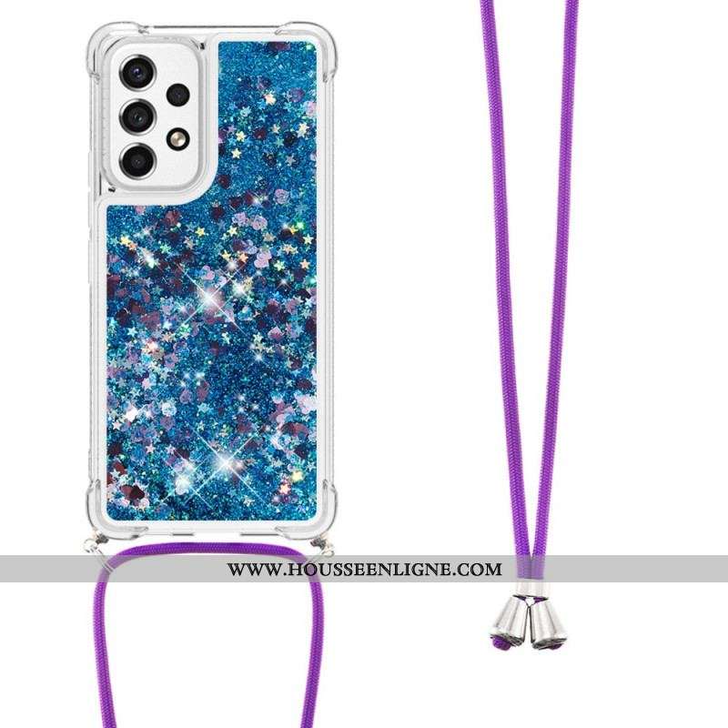 Coque Samsung Galaxy A53 5G à Cordon Paillettes Design