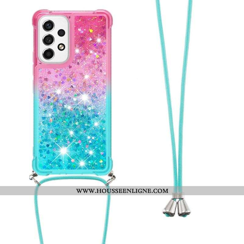 Coque Samsung Galaxy A53 5G à Cordon Silicone Paillettes