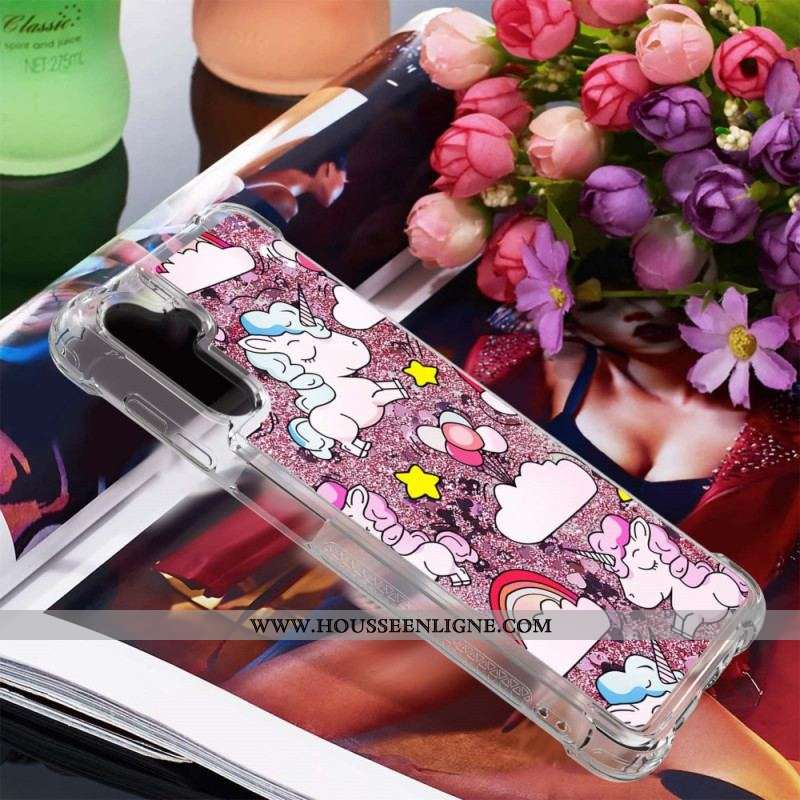 Coque Samsung Galaxy A54 5G Licornes à Paillettes