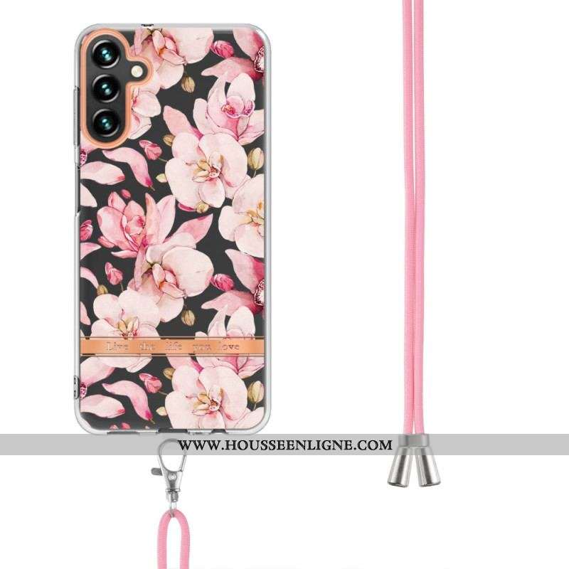 Coque Samsung Galaxy A54 5G à Cordon Fleurs