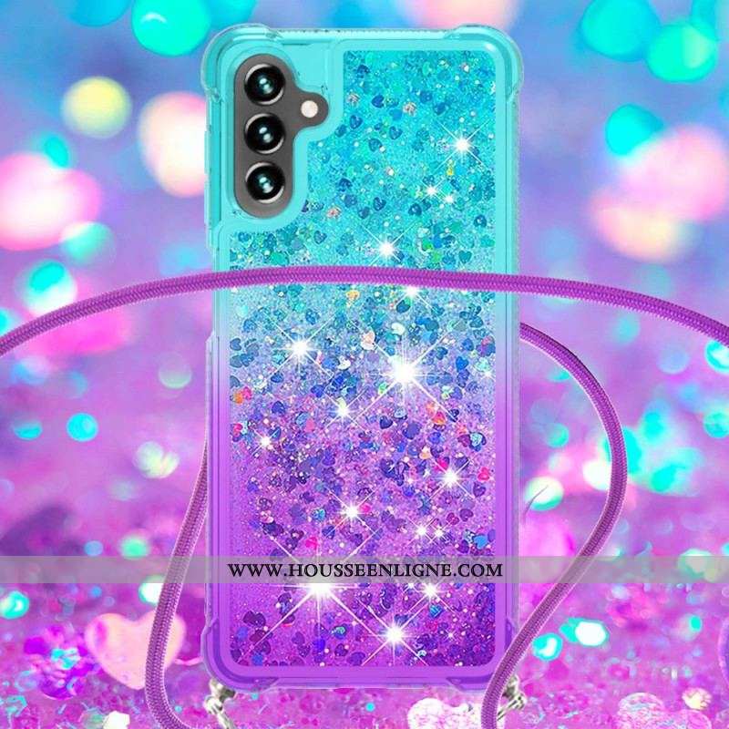 Coque Samsung Galaxy A54 5G à Cordon Silicone Paillettes