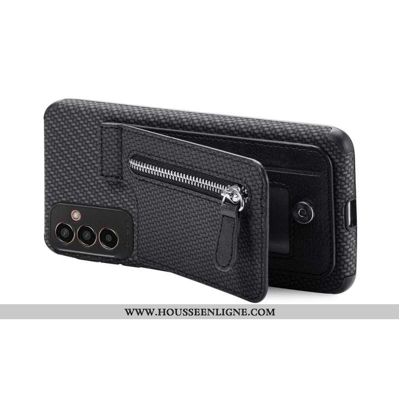 Coque Samsung Galaxy M13 Fibre Carbone Porte-Cartes Support