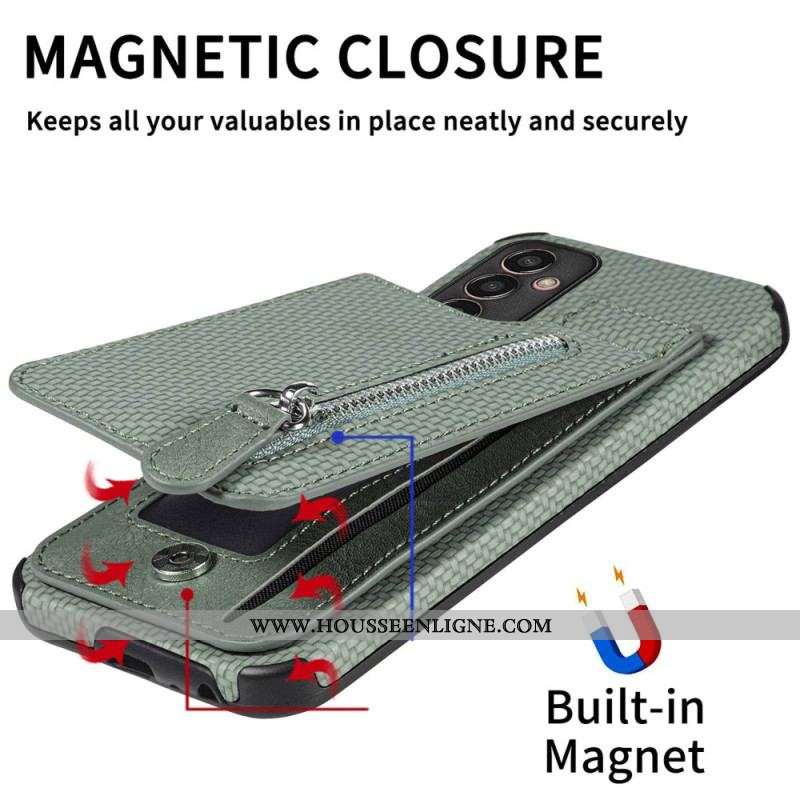 Coque Samsung Galaxy M13 Fibre Carbone Porte-Cartes Support