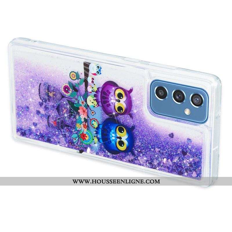 Coque Samsung Galaxy M52 5G Couple de Hiboux Violets