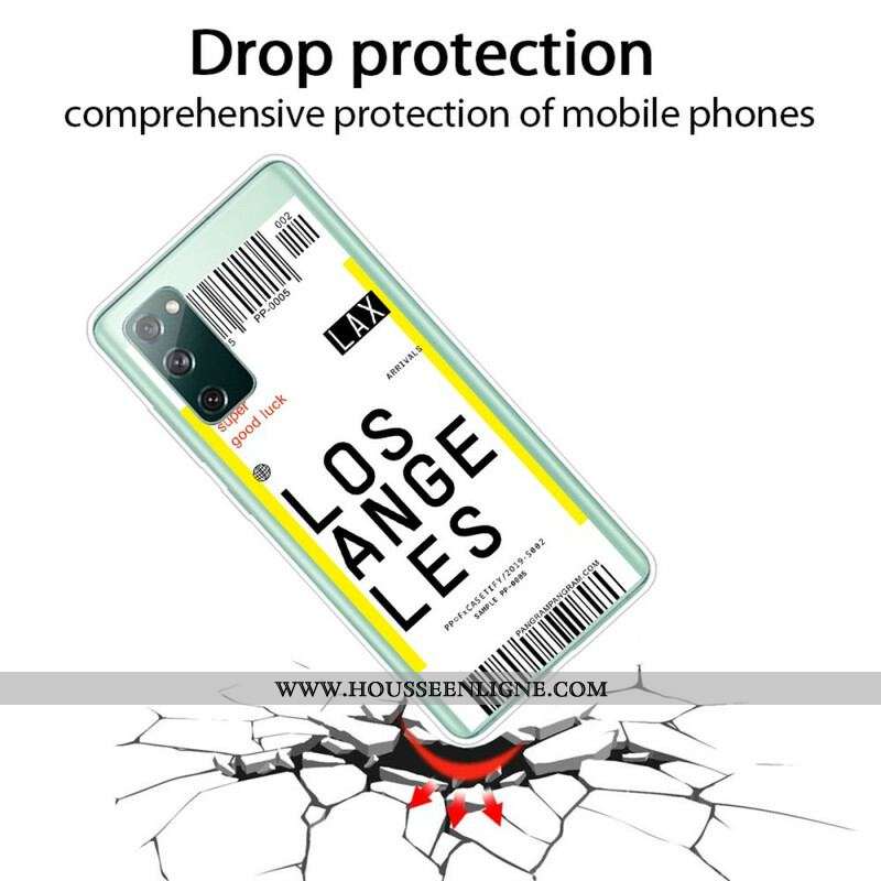 Coque Samsung Galaxy S20 FE Boarding Pass to Los Angeles