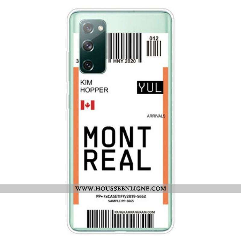 Coque Samsung Galaxy S20 FE Boarding Pass to Montreal