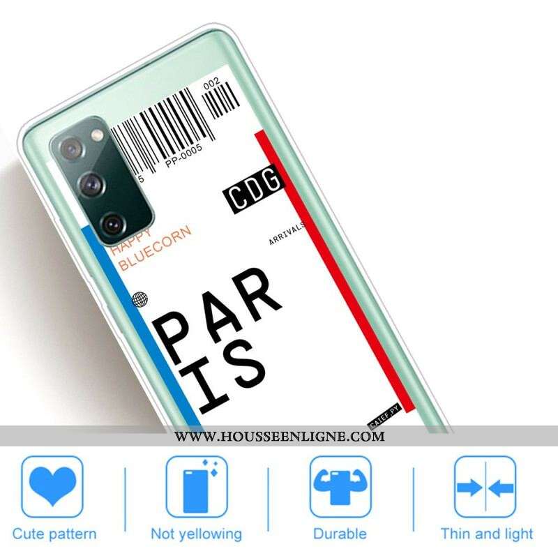 Coque Samsung Galaxy S20 FE Boarding Pass to Paris